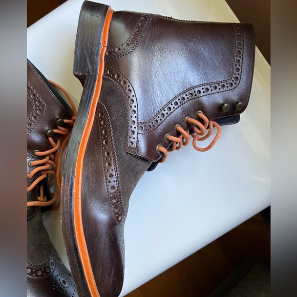 Cole Haan Air Harrison Brown Wingtip Boot Leather Lace up - Picture 5 of 13